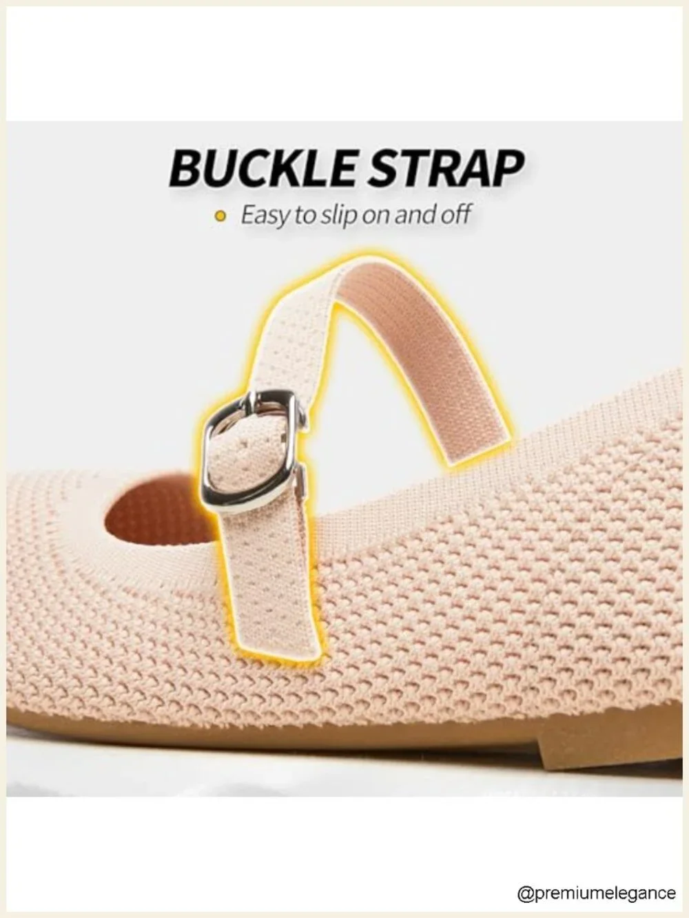 Women's Mesh Ballet Flats with Buckle Strap, Foldable Travel Dress Shoes